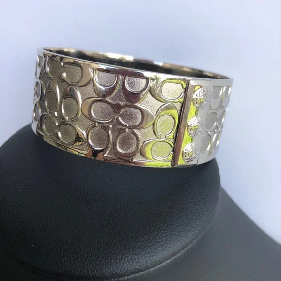 Coach Logo Wide Silver Signature Bracelet - Picture 6 of 9